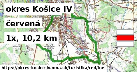 okres Košice IV Turistické trasy červená iná