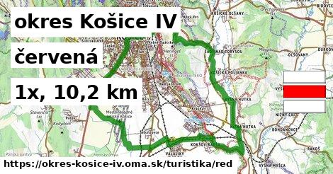 okres Košice IV Turistické trasy červená 