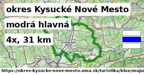 okres Kysucké Nové Mesto Turistické trasy modrá hlavná