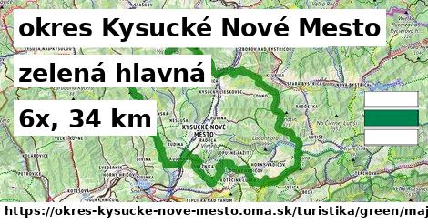 okres Kysucké Nové Mesto Turistické trasy zelená hlavná