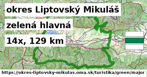 okres Liptovský Mikuláš Turistické trasy zelená hlavná