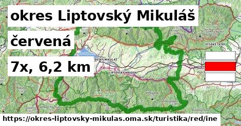 okres Liptovský Mikuláš Turistické trasy červená iná