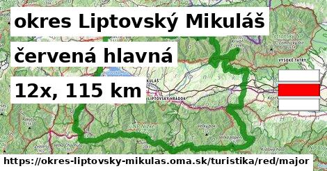 okres Liptovský Mikuláš Turistické trasy červená hlavná