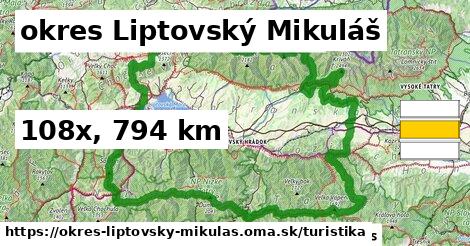 okres Liptovský Mikuláš Turistické trasy  