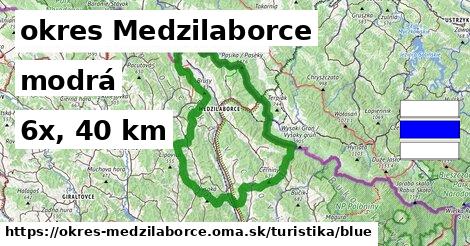 okres Medzilaborce Turistické trasy modrá 