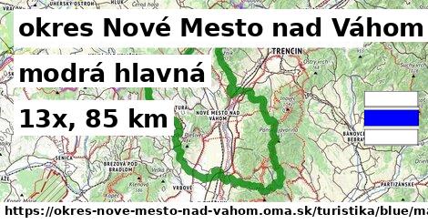 okres Nové Mesto nad Váhom Turistické trasy modrá hlavná