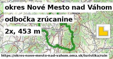 okres Nové Mesto nad Váhom Turistické trasy odbočka zrúcanine 