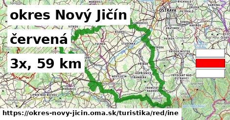 okres Nový Jičín Turistické trasy červená iná