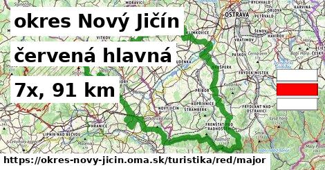 okres Nový Jičín Turistické trasy červená hlavná