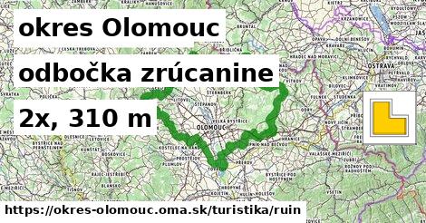 okres Olomouc Turistické trasy odbočka zrúcanine 