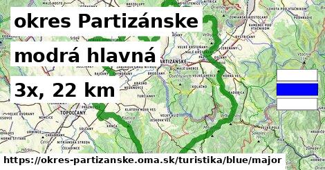 okres Partizánske Turistické trasy modrá hlavná