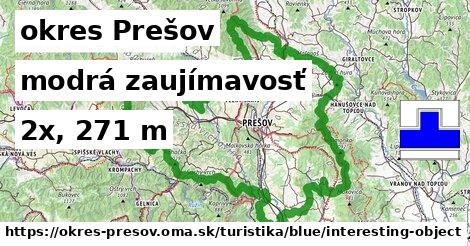 okres Prešov Turistické trasy modrá zaujímavosť