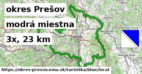 okres Prešov Turistické trasy modrá miestna