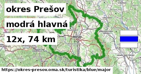 okres Prešov Turistické trasy modrá hlavná