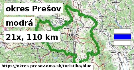 okres Prešov Turistické trasy modrá 