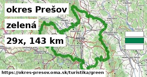 okres Prešov Turistické trasy zelená 