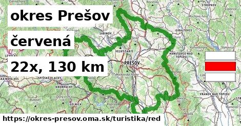 okres Prešov Turistické trasy červená 