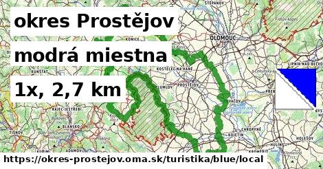 okres Prostějov Turistické trasy modrá miestna