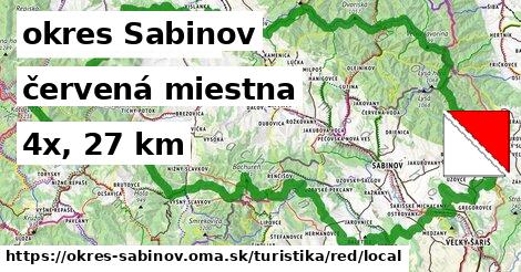 okres Sabinov Turistické trasy červená miestna