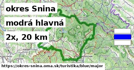 okres Snina Turistické trasy modrá hlavná
