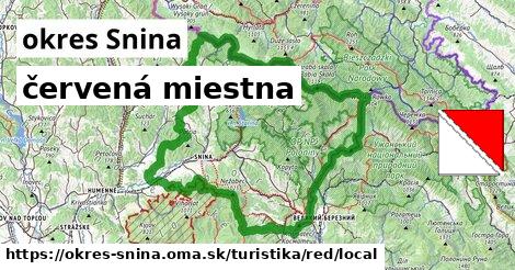 okres Snina Turistické trasy červená miestna