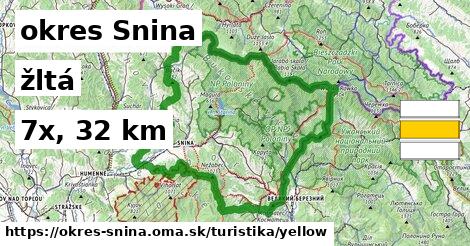 okres Snina Turistické trasy žltá 