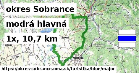 okres Sobrance Turistické trasy modrá hlavná