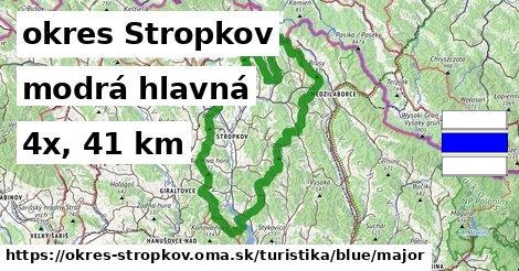 okres Stropkov Turistické trasy modrá hlavná