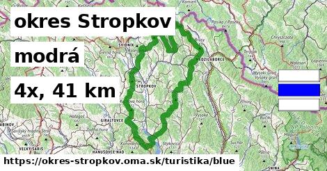 okres Stropkov Turistické trasy modrá 