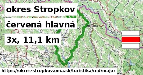 okres Stropkov Turistické trasy červená hlavná