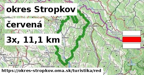 okres Stropkov Turistické trasy červená 