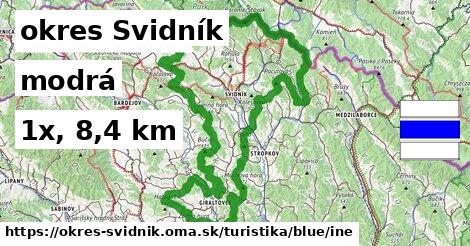 okres Svidník Turistické trasy modrá iná