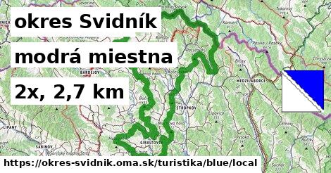 okres Svidník Turistické trasy modrá miestna