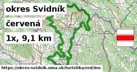 okres Svidník Turistické trasy červená iná