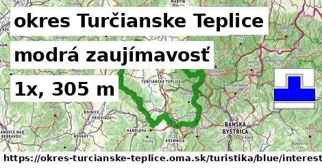 okres Turčianske Teplice Turistické trasy modrá zaujímavosť