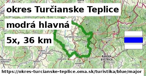 okres Turčianske Teplice Turistické trasy modrá hlavná