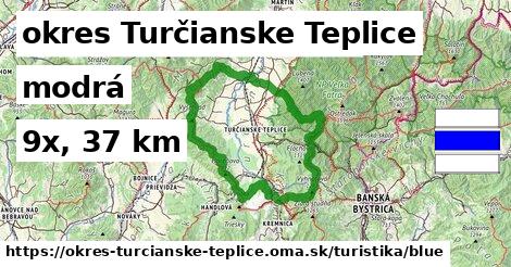 okres Turčianske Teplice Turistické trasy modrá 