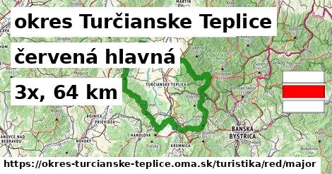 okres Turčianske Teplice Turistické trasy červená hlavná