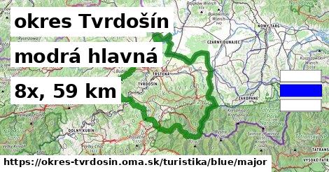 okres Tvrdošín Turistické trasy modrá hlavná