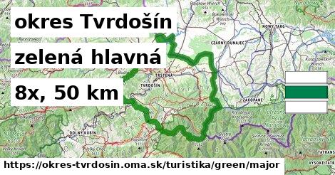 okres Tvrdošín Turistické trasy zelená hlavná