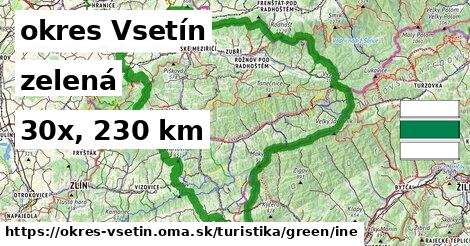 okres Vsetín Turistické trasy zelená iná