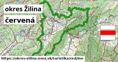 okres Žilina Turistické trasy červená iná