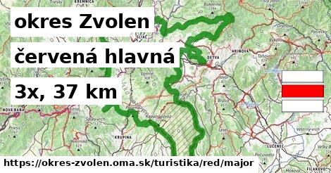 okres Zvolen Turistické trasy červená hlavná