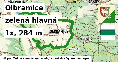 Olbramice Turistické trasy zelená hlavná