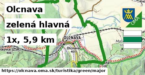 Olcnava Turistické trasy zelená hlavná