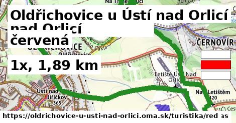 Oldřichovice u Ústí nad Orlicí Turistické trasy červená 