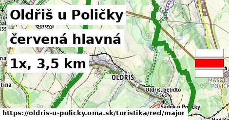 Oldřiš u Poličky Turistické trasy červená hlavná