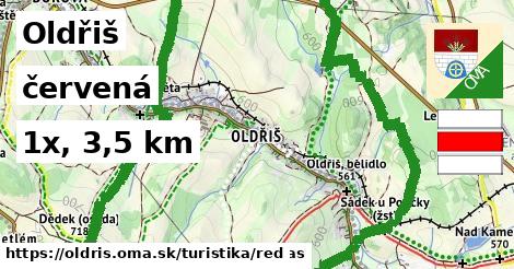Oldřiš Turistické trasy červená 