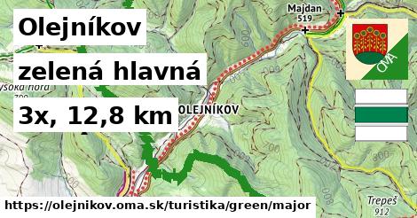 Olejníkov Turistické trasy zelená hlavná