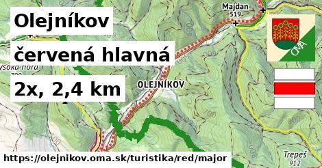 Olejníkov Turistické trasy červená hlavná